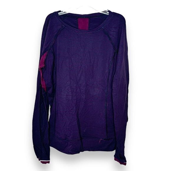 Lululemon FULL TILT PULLOVER Long Sleeve (Hyperstripe PLUM/NAVY) Women’s Size 6 - Picture 1 of 11